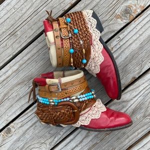 Red Roper style Cowboy Boots Sz 8 Boho Ankle boots